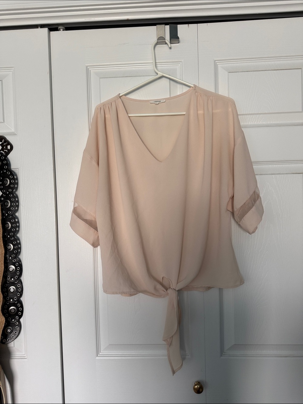 Maurices Blush Tie-Front V-Neck Blouse